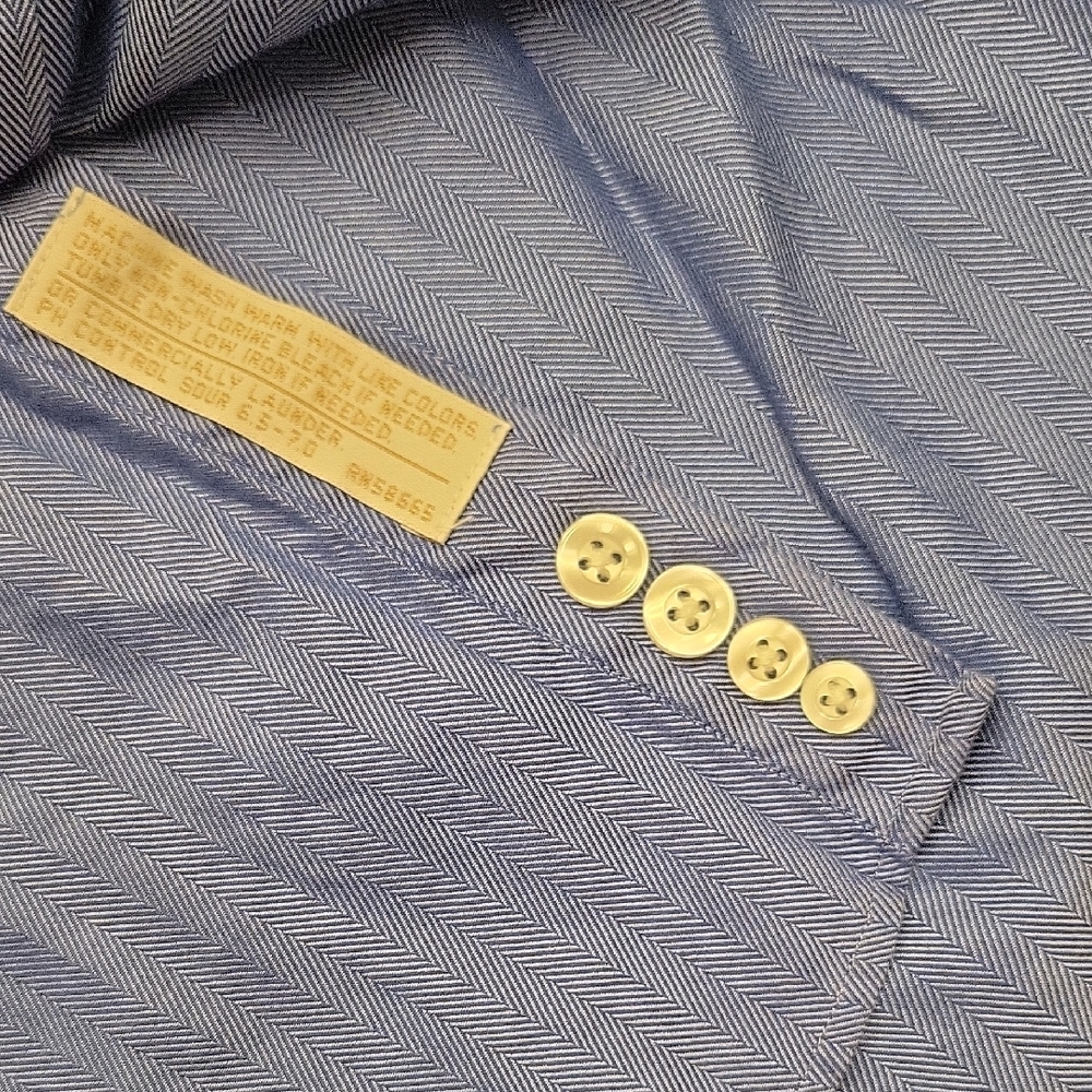 John W. Nordstrom Classic Indigo Button-Down 100% Egyptian Cotton Shirt, 17/35 - Picture 7 of 13